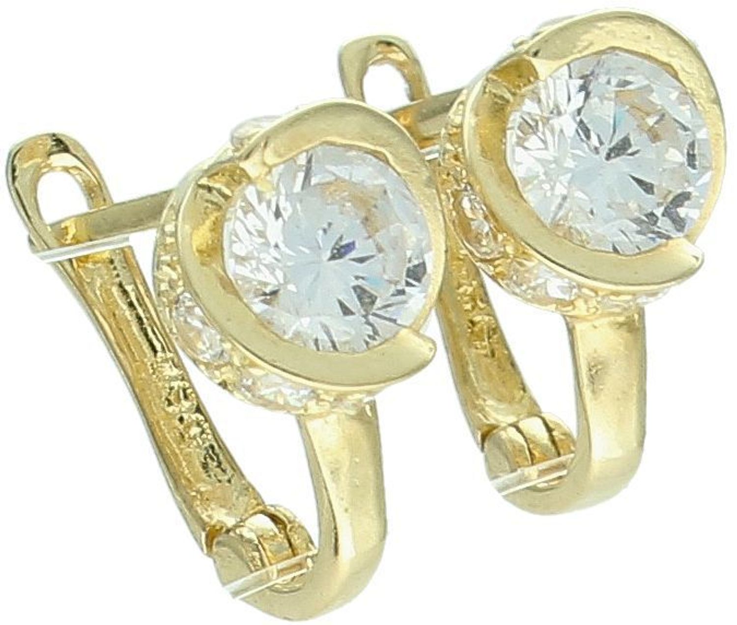 Kolczyki złote dla dziewczynki z okrągłą cyrkonią próba 585KL 3467. Eleganckie, złote kolczyki z cyrkonią i zapięciem angielskim to ponadczasowy wybór, który doda blasku każdej stylizacji. Wykonane z wysokiej jakości złota próby 585 1.jpg